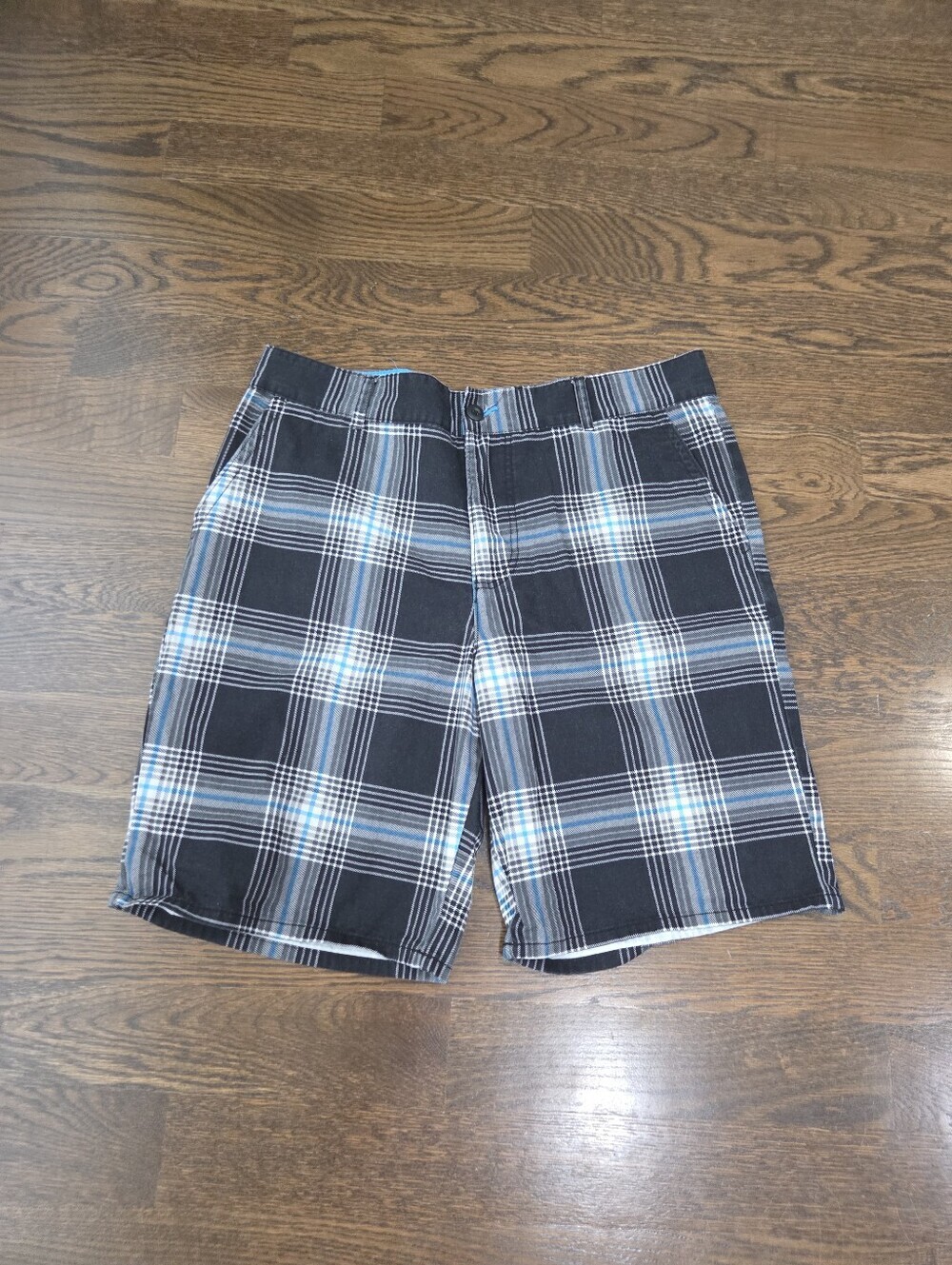 OP Blue and Black Plaid Cotton Shorts Sz.38